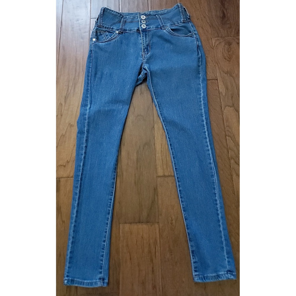 L'Square Womens Blue 3 Button Stretch‎ Tapered Leg Jeans Size 15 28x30